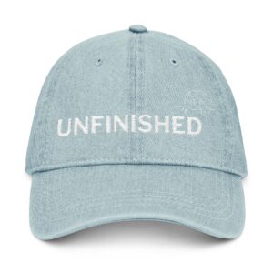 Unfinished Denim Hat, Casual Style Cap, Embroidered Hat for Trendy Look, Gift for Him/Her, Fashion Accessory for Every Day